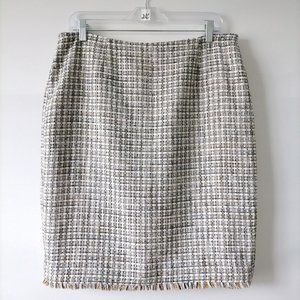 NWT Calvin Klein Black Gray Gematric Slit Tweed Straight & Pencil Skirt Size 14P